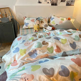 Cifeeo-Nordic Pink Black Checkerboard Duvet Cover Set with Pillowcase Bed Sheet Kid Girls Bedding Sets Full Queen Twin Kawaii No Filler