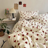 Cifeeo-Solid Pink Fashion Style Bedding Set Twin Full Queen Size Duvet Cover Set Adults Kids Simple Korean Bed Flat Sheet Pillowcases