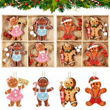 Cifeeo-Christmas Wooden Pendants Gingerbread Man Gnomes Xmas Tree Hanging Oranment 2024 Noel Navidad Decorations for Home New Year Gift