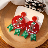 Cifeeo-Christmas Gift idea Silver Needle Holiday Earrings for Women Christmas Acrylic Earrings Double Side Design Christmas Tree Gingerbread Decoration