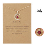 Cifeeo-Christmas Gift New Year's Eve Gift Fashion Moon Star Necklaces For Women 12 Months Crystal Birthstone Pendant Chain Men Trendy Birthday Party Jewelry Gift