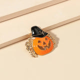 Cifeeo-Halloween Jewelry Halloween Enamel Pumpkin Brooches For Women Men Classic Rhinestone Green Leaf Lapel Pins Daily Festival Hat Suit Dress Jewelry