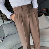 Cifeeo-Winter Outfits Men chill guy Men's Korean Light Luxury Fitting Well Drooping Baggy Suit Pants Button-down Solid Color Straight Premium Elegant Dress Pants