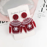 Cifeeo-Christmas Gift idea Snowman Sweater Elk Earrings Acrylic Lightweight Christmas Sweater Stud Earrings Claus Snowman Sweater Elk Xmas Holiday Jewelry