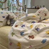 Cifeeo-INS Gentle Pink Rose Bedding Set for Girls Women Soft Bed Sheet Set Pillowcase Single Twin Full 200x230cm Kawaii Duvet Cover Set