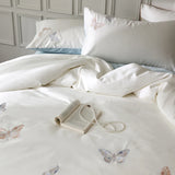 Cifeeo-Luxury Butterfly Embroidery Lyocell Cotton Soft Silky Cool Feeling Skin Friendly Bedding Set Duvet Cover Bed Sheet Pillowcases