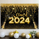 CIFEEO-2024 Graduation Party Vinyl Backdrop Congrats Grad Banner Class of 2024 Decorations for Photography Grad Party Supplies