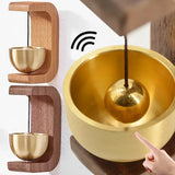 Cifeeo-Doorbell Aesthetic Solid Wooden  Magnetic Brass Wind Chimes Wireless Doorbell Entrance Door Bell Pendant Home Decor Minimalism