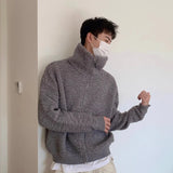 Cifeeo-Winter Outfits Men chill guy Men's Turtleneck Knitted Zipper Jacket Casual Vintage Loose Light Luxury Korean Popular Clothing Long Sleeve Winter Coats M-2XL