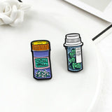 Cifeeo-Cute Pill Enamel Brooch Take Care Happy Music Love Pill Band-Aid Creative Medicine Jar Cartoon Metal Badge Punk Lapel Pins Gift