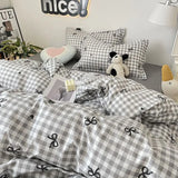 Cifeeo-Ins Nordic Duvet Cover Set 2024 Summer New Twin Queen Size Kids Adult Flat Sheet Pillowcase No Filler Fashion Bed Linens