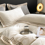 Cifeeo-4Pcs Luxury Winter Thickened Carved Velvet Embroidery Bedding Set Queen King Duvet Cover Set Flat/Fitted Bed Sheet Pillowcases
