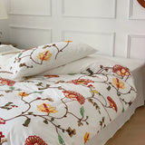 Cifeeo-100% Cotton Bohemia Style Flowers Embroidery Queen King Size 4pcs Bedding Set Vintage Rural Duvet Cover Set Bed Sheet Pillowcase