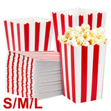 Cifeeo-12pcs Popcorn Box Buckets Movie Night Fries Cup Snack Containers Birthday Party Supplies Wedding Christmas Carnival Stripes Bags