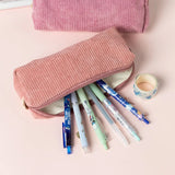Cifeeo-Back To School Gifts Corduroy Pencil Case School Supplies Pencil Case Girls Retro Simple Large Capacity Estuche Escolar Stationery Pencil Pouch