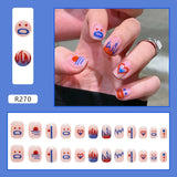 Cifeeo 24Pcs/Set Full Cover False Nail Tips Shining Fashion Medium Length Silvery Fake Nails With Glue Nail Art Europen Manicure Tips