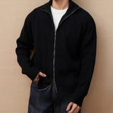Cifeeo-Winter Outfits Men chill guy Autumn Clothing Men's Luxury Knitted Stand Collar Cardigan Casual Streetwear Solid Color Long Sleeve Knitwear Retro Jacket M-2XL