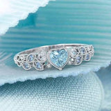 Cifeeo-Christmas gifts idea Winter outfits Christmas outfits Elegant Beautiful Woman Fashion Silver Color Leaf Heart Rings for Women Noble Princess Engagement Wedding Ring Jewelry