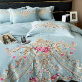 Cifeeo-Luxury Exquisite Flowers Embroidery Bedding Set Queen King Duvet Cover Set Flat/Fitted Bed Sheet Pillowcases Wedding Bed Set