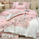 Cifeeo-Autumn and Winter Bedding Set Chinese Style Flowers Embroidery Shaggy Velvet Fleece Bedding Set, Duvet Cover Set, Plush, Warm Quilt, Bed Sheet, Pillowcases