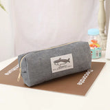 Cifeeo-Back To School Gifts Shark Pencil Case Corduroy Pen Case Kawaii Stationery Estuche Large Capacity Pencilcase Trousse School Supplies Pencil Pouch