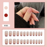 Cifeeo 24Pcs/Set Full Cover False Nail Tips Shining Fashion Medium Length Silvery Fake Nails With Glue Nail Art Europen Manicure Tips