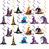 Cifeeo-9pcs/set Halloween Witch Hat Hanging Swirl Haunted House Horror Props Streamers Spiral Halloween Party Home Decoration Supplies