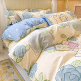 CIFEEO-Four Seasons Universal Four-piece Bedding Pure Water Washed Cotton Ground Wool Quilt Cover Sheet Dormitory Three-piece Set