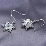 Cifeeo-Christmas gifts idea Exquisite Silver Color Metal Snowflake Earrings for Women Fashion Inlaid White Blue Zircon Christmas Dangle Earrings Jewelry