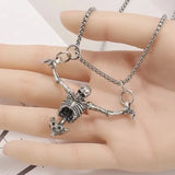 Cifeeo-Halloween Jewelry Gothic Punk Captivity Skull Pendant Necklace Halloween Punished Man Skeleton Hip Hop Cool Rock Necklace Festival Party Jewelry