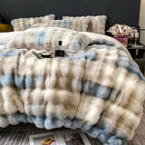 Cifeeo-Gradient Faux Rabbit Fur Bedding Set, Warm Luxury Bedding Set, Plush Breathable, Warmth Duvet Cover, Cozy Quilt Cover Sets