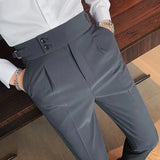 Cifeeo-Winter Outfits Men chill guy Men's Korean Light Luxury Fitting Well Drooping Baggy Suit Pants Button-down Solid Color Straight Premium Elegant Dress Pants