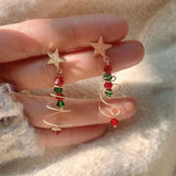 Cifeeo-Christmas gifts New Trendy Delicate Christmas Tree Earrings For Women Colorful Beads Stars Santa Claus Snowman Drop Earring Girl Christmas Gifts