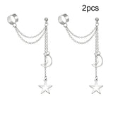 Cifeeo Silver Color Leaves Clip Earrings for Women Men Creative Simple C Ear Cuff Non-Piercing Ear Ear Clip Set Trend Jewelry Gift
