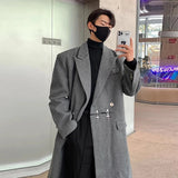 Cifeeo-Winter Outfits Men chill guy Men's Winter Suit Collar Mid-lengthed Woolen Coats Casual Vintage Loose Light Luxury Korean Popular Clothing Long Sleeve Jacket