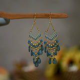 Cifeeo-Christmas Gift New Year's Eve Gift Bohemian Water Drop Tassel Earrings For Women Colorful Beads Dangle Ethnic Style Earring Female Fashion Jewelry