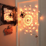 Cifeeo 80LED Orange Purple Giant Spider Web Lights for Scary Halloween party Decorations Outdoor Indoor wall Home Haunted House props