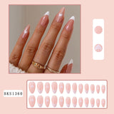 Cifeeo 24Pcs Long Coffin False Nails with Glue Wearable Brown Fake Nails with   Rhinestones Ballet Press on Nails Full Cover Nail Tips