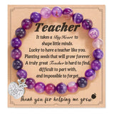 CIFEEO-Back To School Teacher's Day Apple Pendant Bracelet Graduation Season Gift, Love Pink Zebra Purple Agate Stone Bracelet