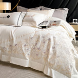 Cifeeo-100% Cotton Luxury Embroidery Wedding Bedding Set Pure Cotton Duvet Cover Flat/Fitted Bed Sheet Set With Pillowcases bed set