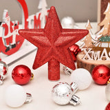 Cifeeo-30pcs/set Christmas Bauble Balls Pendant Xmas Tree Hanging Ornament Star Topper Noel Navidad Decoration for Home New Year Gift