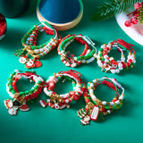 Cifeeo-Christmas gifts 4Pcs/set Cute Christmas Series Bracelet For Women Multicolor Rice Beads Santa Claus Xmas Tree Snowman Pendant Beaded Bracelets