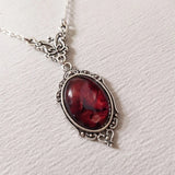 Cifeeo-Gothic Blood Red Quartz Charm Necklace Butterfly Necklace For Women Vampire Embossed Witch Jewelry Accessories Vintage Chokers