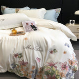 Cifeeo-Egyptian Cotton Flowers Embroidery Bedding Set, Luxury Bedding Set, Queen King Size, Duvet Cover, Bed Sheet, Pillowcases, 100S