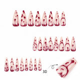 Cifeeo-Halloween Nails 24pcs Halloween 3D nail wearable Fake Nails Long Stiletto False Nails French Ballerina Press on Nails DIY Manicure Nail Tips