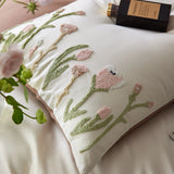 Cifeeo-80S Long Staple Cotton Chic Tulip Towel Embroidery 4Pcs Bedding Set Queen King Duvet Cover Set Flat/Fitted Bed Sheet Pillowcases