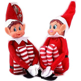 Cifeeo-42cm Christmas Elf Doll for Kids Mini Toy Elf Dolls for Christmas Poseable Little Elf Shelf Sitters with Dangling Legs