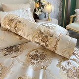 Cifeeo-4/6/9Pcs Luxury European Palace Style Brocade Jacquard Egyptian Cotton Embroidery Bedding Set Duvet Cover Bed Sheet Pillowcases