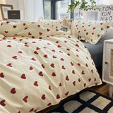 Cifeeo-Nordic Pink Black Checkerboard Duvet Cover Set with Pillowcase Bed Sheet Kid Girls Bedding Sets Full Queen Twin Kawaii No Filler