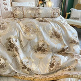 Cifeeo-4/6/9Pcs Luxury European Palace Style Brocade Jacquard Egyptian Cotton Embroidery Bedding Set Duvet Cover Bed Sheet Pillowcases